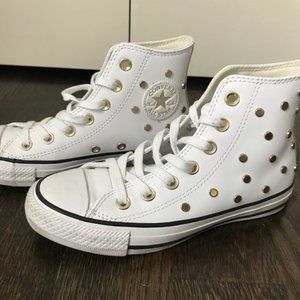 Gold Studded Leather Converse -Barely worn